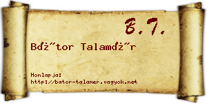 Bátor Talamér névjegykártya